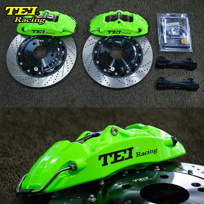 주문 4 피스톤 레이싱 칼리퍼 히우드나이 큰 브레이크 키트 330*28 MM 고 탄소 디스크 레이싱 및 브레이크 패드 엘란트라 17 인치 림 온라인 제조