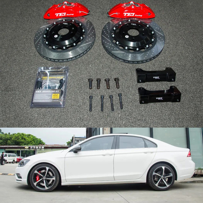 주문 4 피스톤 레이싱 칼리퍼 VW 큰 브레이크 키트 355 * 28 MM 높은 탄소 디스크 레이싱 및 브레이크 패드 라만도 18 인치 림 온라인 제조