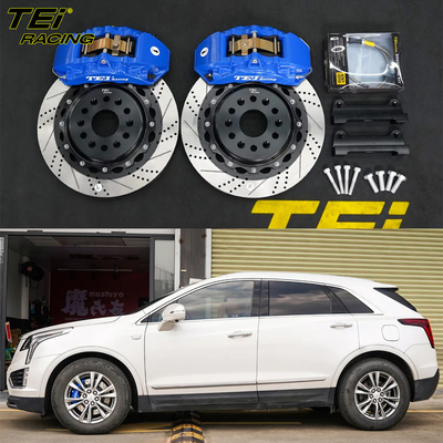 주문 앞 큰 브레이크 키트 4 피스톤 칼리퍼 355x28mm 로터 BBK 자동 브레이크 시스템 캐딜락 XT5 18 인치 자동차 반지 온라인 제조