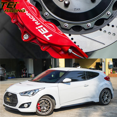 주문 앞 큰 브레이크 키트 4 피스톤 칼리퍼 355x28mm 로터 BBK 자동 브레이크 시스템 현대 Veloster 18 인치 자동차 반지 온라인 제조