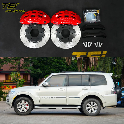 앞 큰 브레이크 키트 6 피스톤 칼리퍼 332x32mm 로터 BBK 자동 브레이크 시스템 MITSUBISHI PAJERO 17 인치 자동차 반지